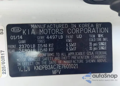 2014 Kia Sportage Lx z USA, uszkodzony, nr VIN KNDPB3AC7E7601021